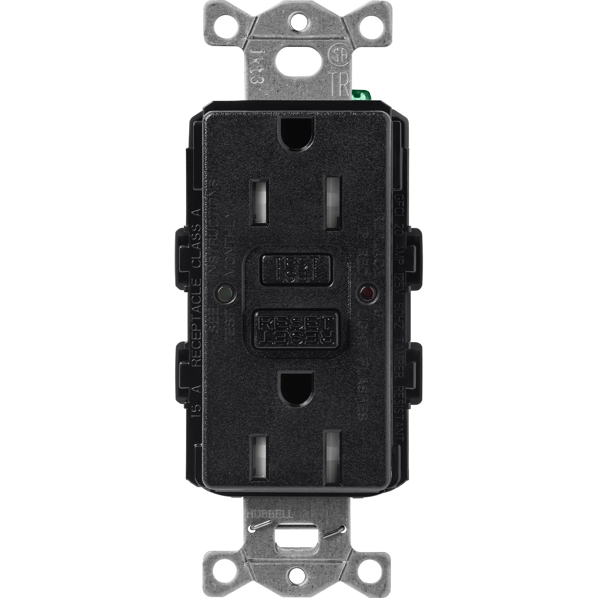 Lutron Claro Tamper-Resistant GFCI Duplex Receptacle, 15-Amp, Midnight