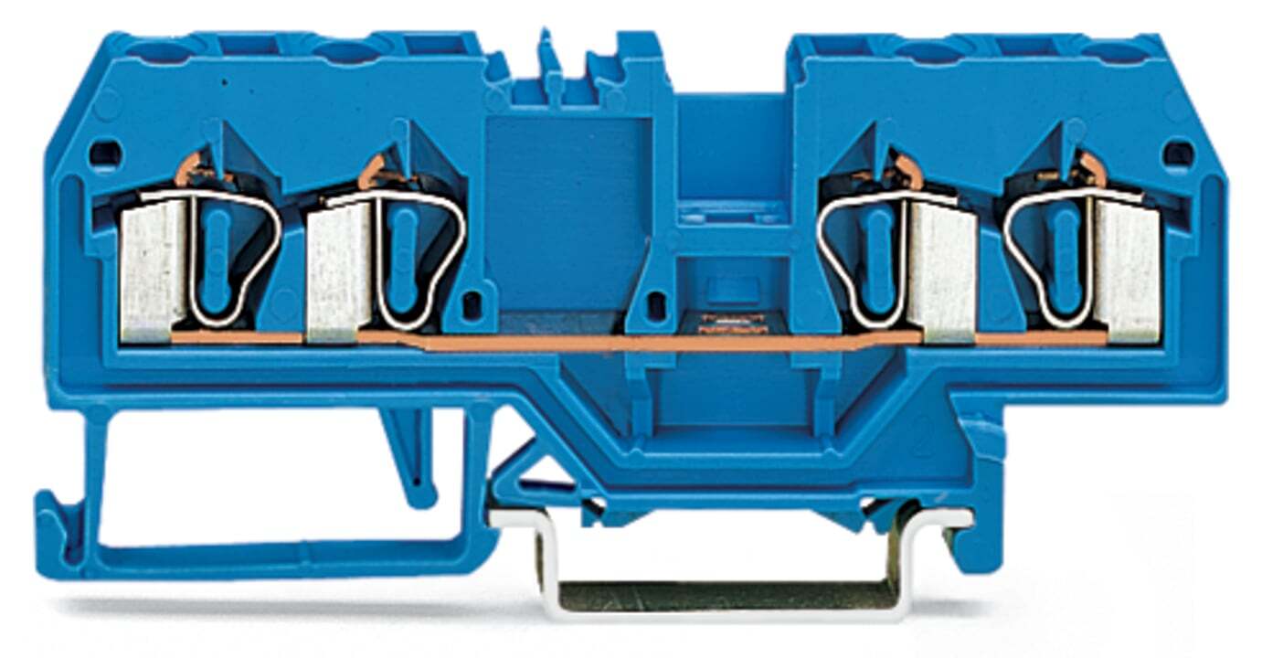 4-conductor through terminal block; 2.5 mm; suitable for Ex i applications; center marking; for DIN-rail 35 x 15 and 35 x 7.5; CAGE CLAMP; 2,50 mm; blue