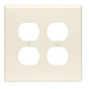 2-Gang Duplex Device Receptacle Wallplate, Midway Size, Light Almond