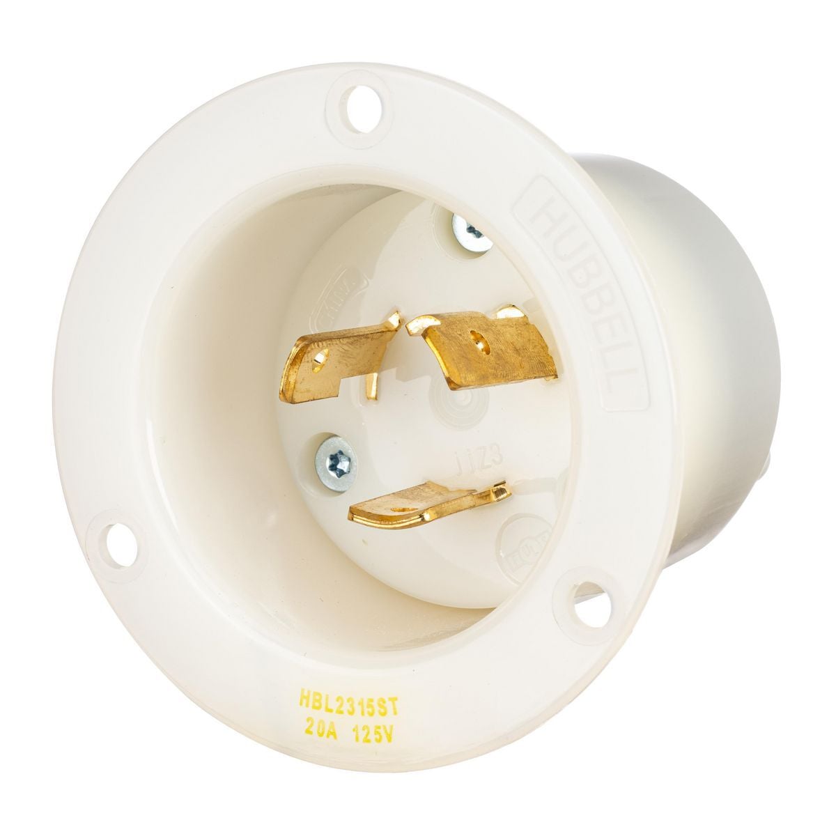 Locking Devices, EdgeConnect Twist-Lock, Industrial, Flanged Inlet, 20A 125V 2-Pole 3-Wire Grounding, L5-20P, Screwless Terminal, White