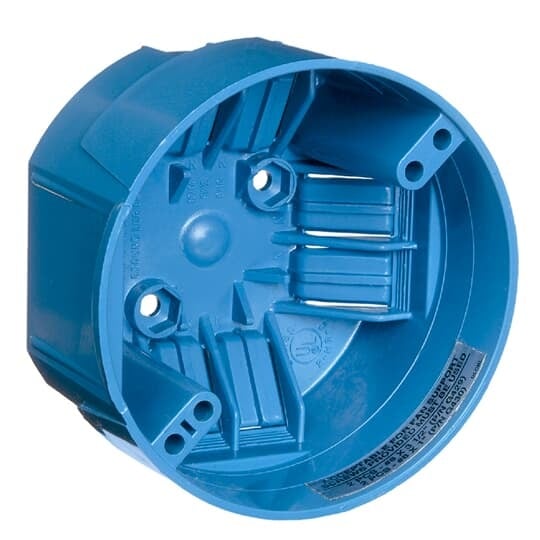 Round Ceiling Box, Volume 20 Cubic Inches, Diameter 4 Inches, Depth 2-5/16 Inches, Material Non-Metallic