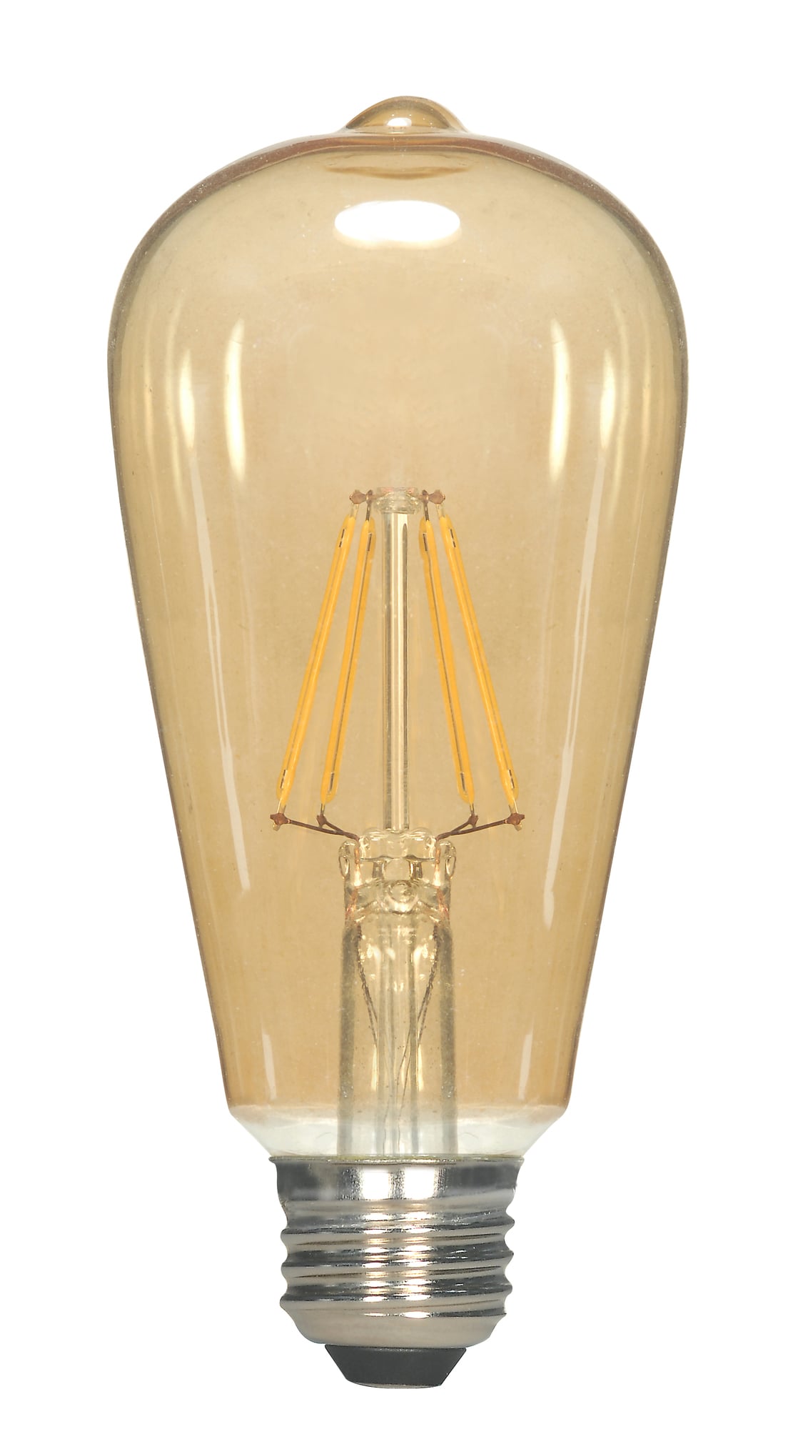 LED Filament, Designation: 2.5W ST19 Filament LED - Medium Base - Transparent Amber - 2300K - 120V