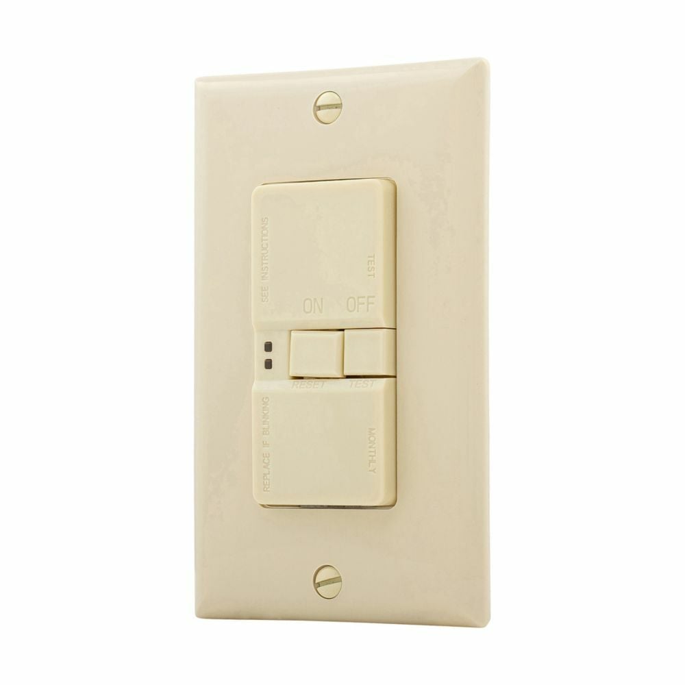 Eaton Blankface GFCI,Self-test,#14 - 10 AWG,20A,Residential,Commercial,Flush,125 V,GFCI,Back and side wire,Ivory,Brass,Blankface,Thermoplastic,Two-pole,Three-wire,Two-pole, three-wire, grounding