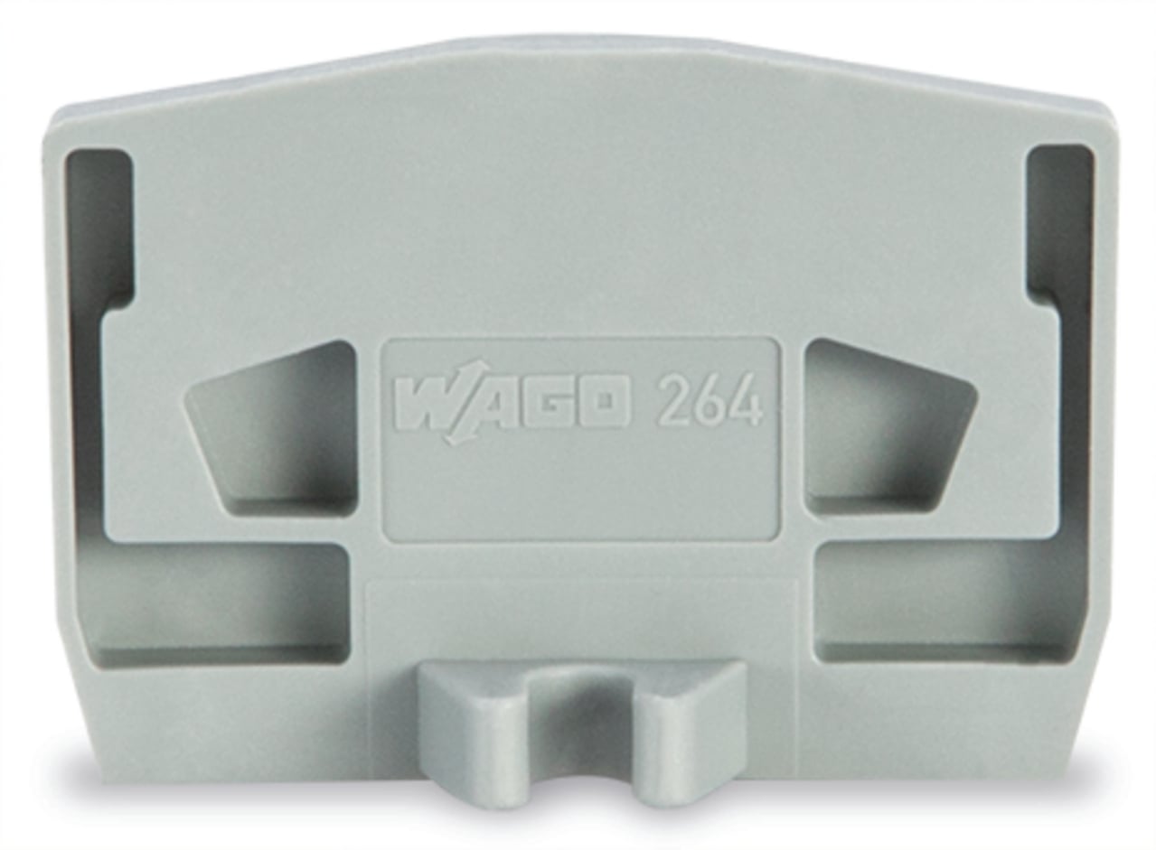 End plate; with fixing flange; 4 mm thick; gray