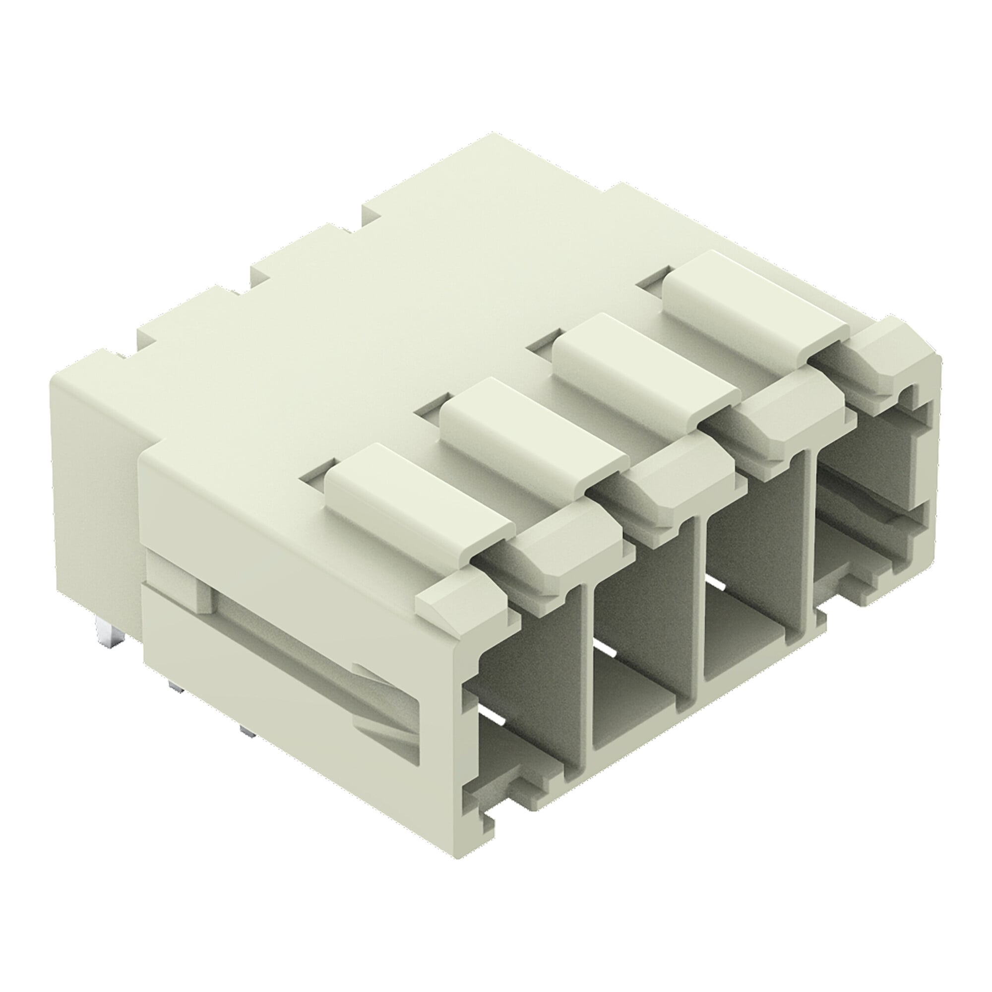 THT male header; 1.0 x 1.2 mm solder pin; angled; 100% protected against mismating; Pin spacing 7.62 mm; 4-pole; light gray