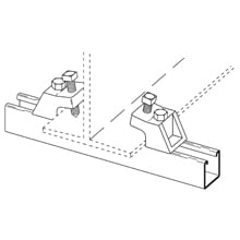 Eaton B-Line series I-beam and zee clamp, 7.25" H x 2.5" L x 1.25" W, Malleable iron, 900 Lbs load cap, 0.875" beam/flange width