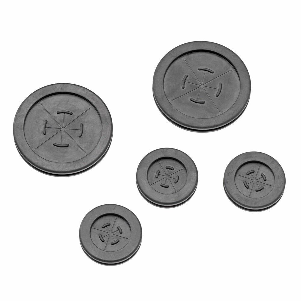 Grommet Accessory Pack for Structured Media Centers, includes (3) 1 " and (2) 2 " rubber grommets. <em>Works with all enclosure knockouts.</em>