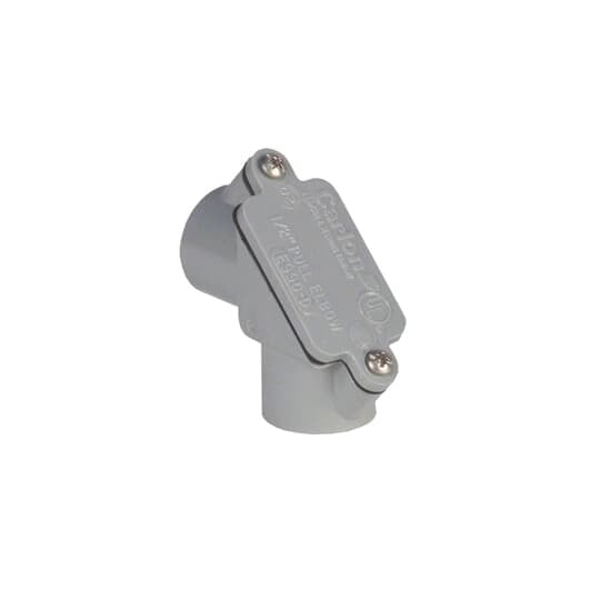 Access Pull Elbow, Size 1/2 Inch, Width 2.187 Inches, Material PVC, Color Gray, For use with Schedule 40 and 80 Conduit, Pack of 25