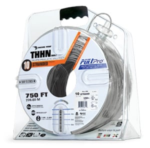 106100911445 PullPro Copper THHN Wire, 10 AWG, Stranded, Gray, 750 ft