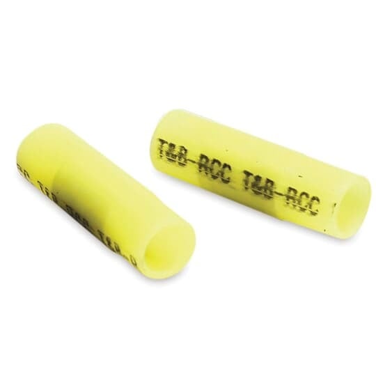 Nylon Insulated Parallel Splice, Length .90 Inches, Width .28 Inches, Wire Range #14-#12 AWG, Color Yellow, Copper, Tin Plated, 500 Pack