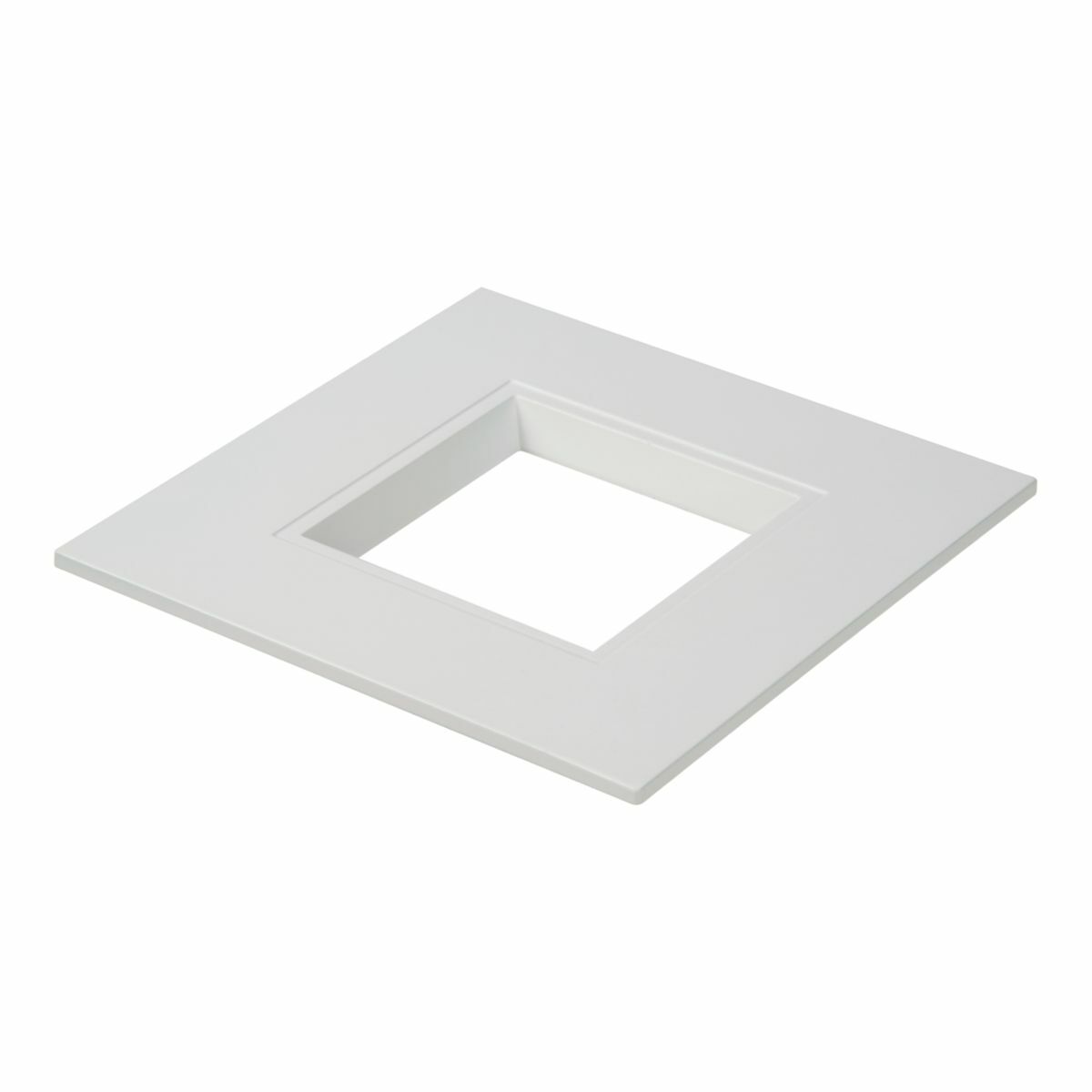 6" square trim, matte white flange and splay, field paintable
