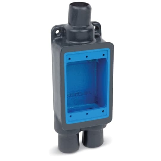 PVC Double-Coated Feed-Thru Device Box, FD Series, Single Gang, Deep Style, Pipe Size 3/4 Inch/21 Metric, Iron Alloy, Gray