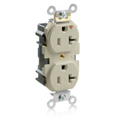  20 Amp, 125 Volt, Lev Lok Duplex Receptacle, Isolated Ground, Tamper Resistant, Industrial Grade, Ivory