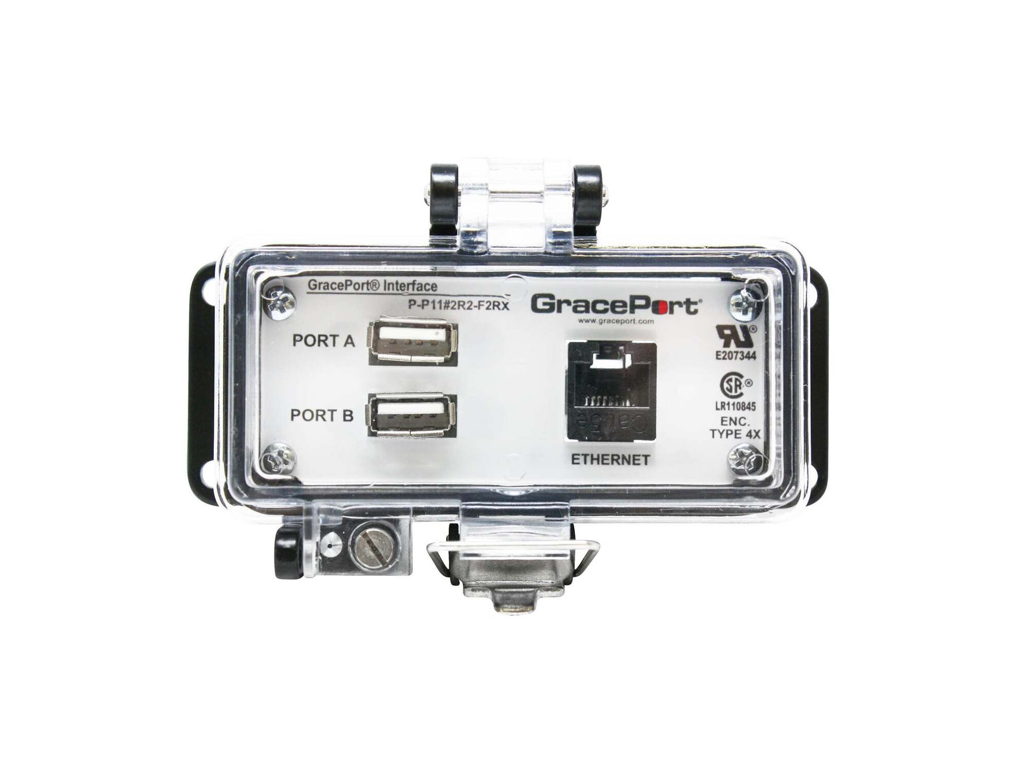Panel Interface Connector with USB Type A/F to USB Type A/M [Qty: 2], Category 5e RJ45, Panel Mount Housing, UL Type 4X, No outlet/power option