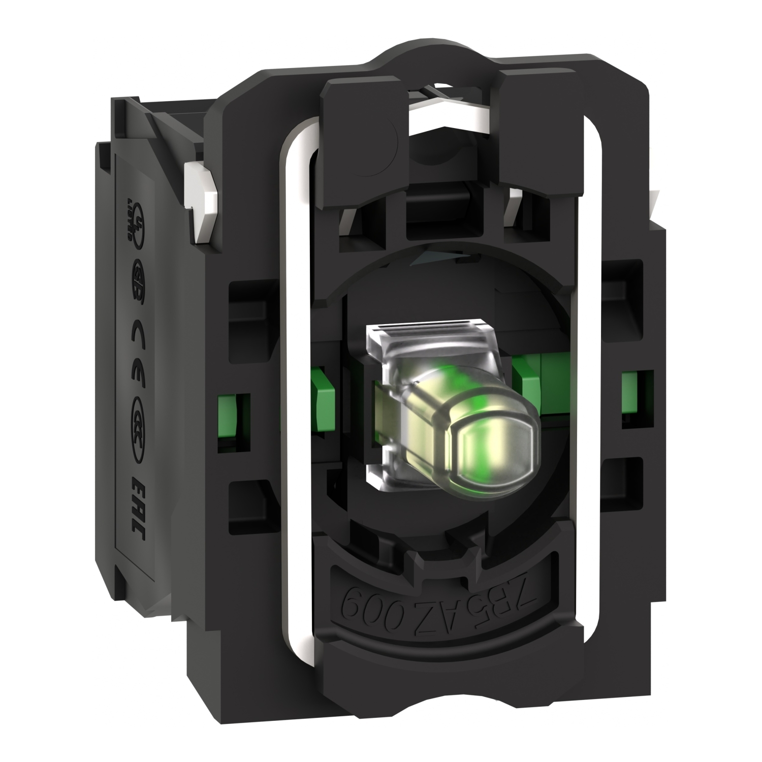 Complete body/contact assembly and light block, Harmony XB5, universal LED, body/fixing collar, 2NO, 110...120V