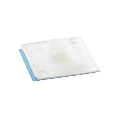 Four-Way and Two-Way Mounting Base With Open Leg Design, Natural Nylon 6.6 for Temperatures up to 65 Degrees Celsius (149 F), Length of 28.6mm (1.13 Inches), Width of 28.6mm (1.13 Inches), Height of 8.7mm (0.34 Inches),Self-Adhesive Mounting Method, 100 Pack