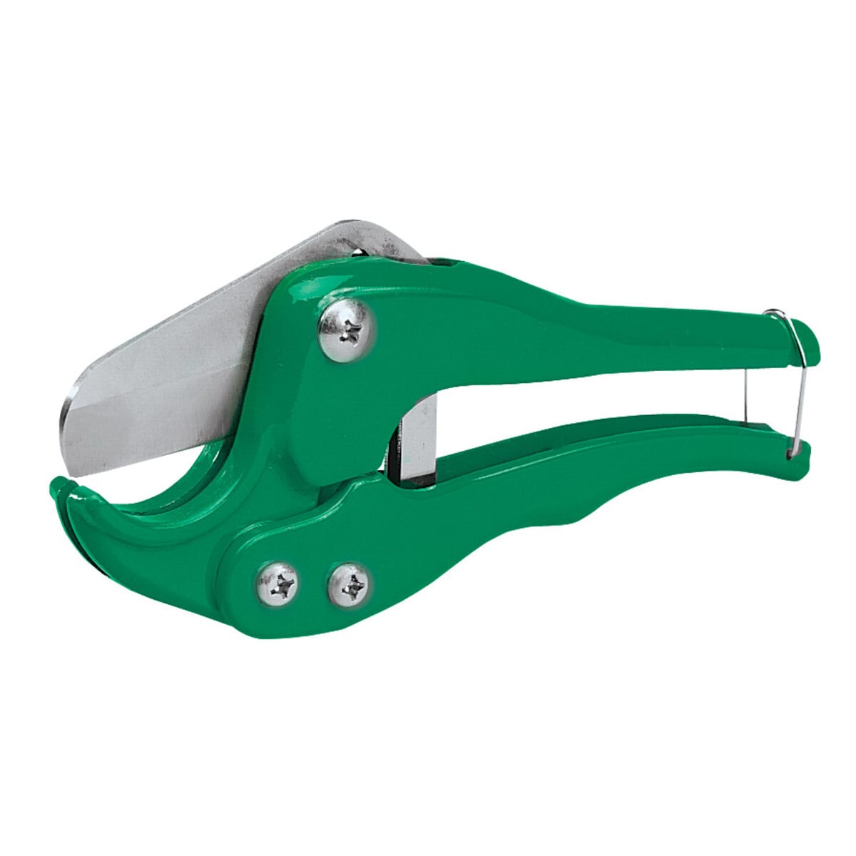 Ratchet action for fast, easy cutting.     Heat-treated, replaceable steel blade for long cutting life.     Rugged metal alloy frame for durability.