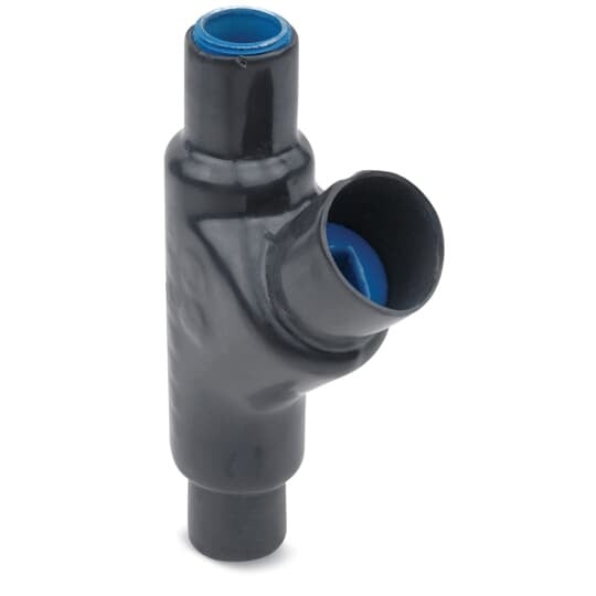 PVC Double-Coated Conduit Sealing Fitting, EYS Series for Hazardous Locations, for Sealing in Vertical Position, Female Hub, Hub Size 1 Inch/27 Metric, Turning Radius 2.40 Inch/60.96 Millimeters, Ductile Iron, Gray