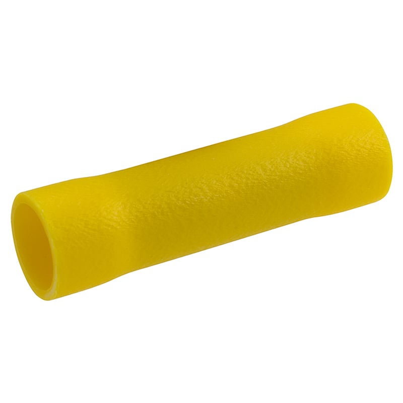 ILSCON Butt Splice, Conductor Range 10-12, Vinyl Insulated, Butted Barrel, Yellow Color Code, Pack of 25