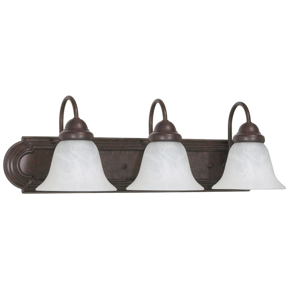 Ballerina - 3 Light - 24 - Vanity - w/ Alabaster Glass Bell Shades - Old Bronze