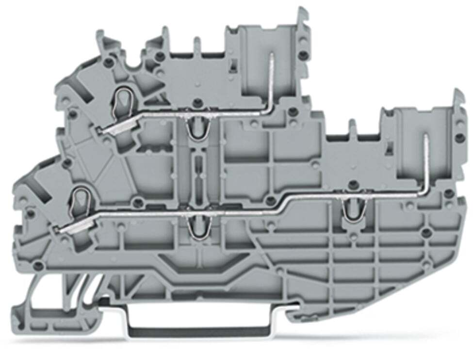 1-conductor/1-pin double deck receptacle terminal block; Through/through terminal block; L/L; without marker carrier; for DIN-rail 35 x 15 and 35 x 7.5; Push-in CAGE CLAMP; 1,00 mm; gray