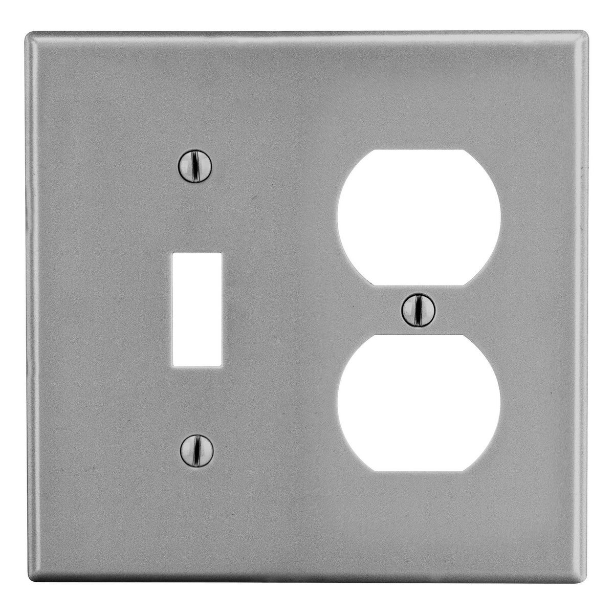 Wallplate, Mid-Size 2-Gang, 1) Duplex 1) Toggle, Gray