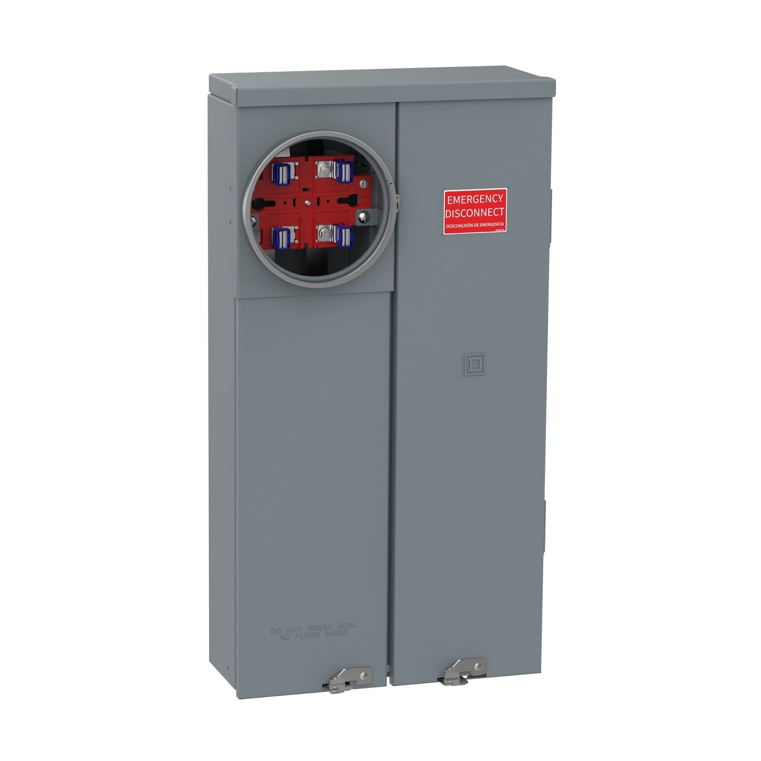 Meter main, Homeline, CSED, ring type, underground, 4 space, 8 circuit, 200A, surface, solar ready, no bypass