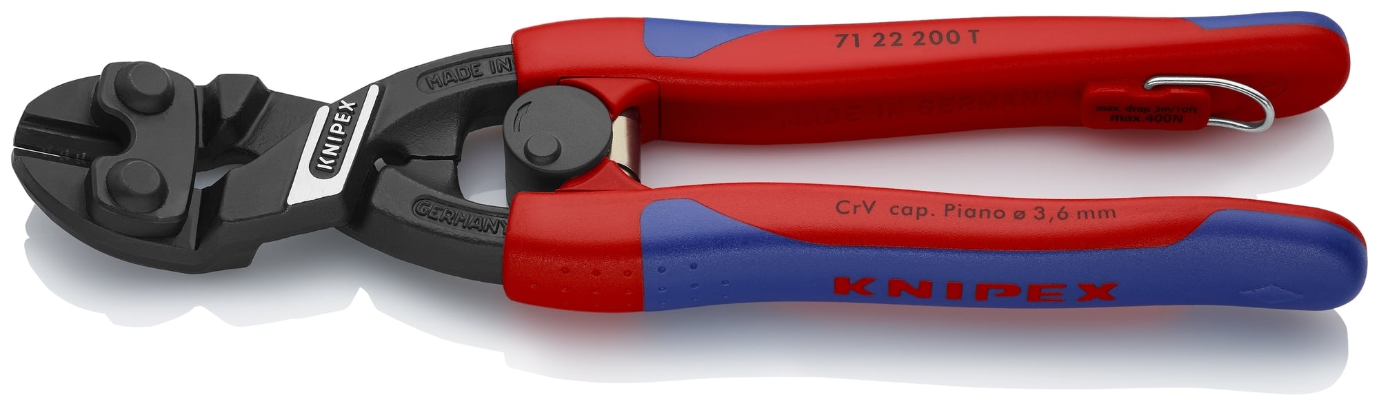 CoBolt High Leverage 20° Angled Compact Bolt Cutters-Tethered Attachment, 8 in., Slim Multi-Component