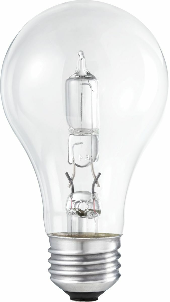 Energy saving upgrade without sacrifice A bright, energy saving alternative to standard incandescents.;Halogen Soft White is ideal for warm colors and natural wood finishes.;Halogen Natural Light provides light similar to natural daylight and brings out the true vibrant colors in your home.;Halogen Twice the Life provides 2000 hours of rated average life. Halogen bulbs reduce energy consumption without sacrificing the qualities of a traditional bulb. They uniquely produce light more efficiently. They work with dimmer switches and are available in the familiar A-shape design. Use them in existing fixtures just as you would standard incandescents and your home will look great while you save energy. Provides 28% more energy savings;Fully dimmable and Instant-on;Mercury Free;Rated average life of 1000-2000 hours;Halogen complies with the EISA 2007 efficiency standards for 2012-2014 Ideal for indoor table, floor lamps and other household fixtures.