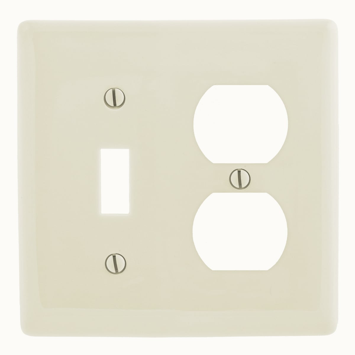 Wallplates and Box Covers, Wallplate, Nylon, 2-Gang, 1) Duplex 1) Toggle, Light Almond