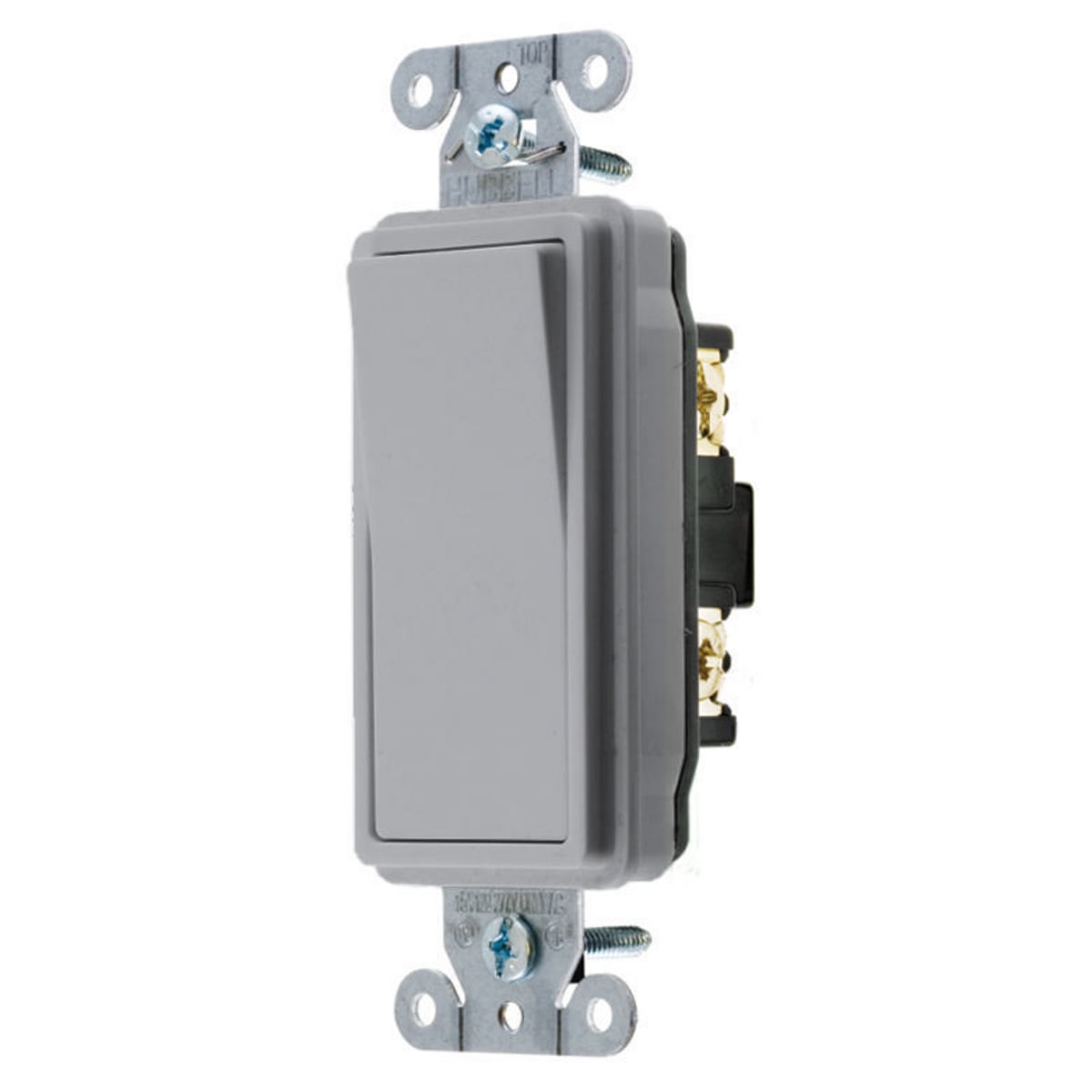 Switches and Lighting Control, Decorator Switch, Specification Grade, Rocker Switches, General Purpose AC, Single Pole, 15A 120/277V AC, Back and Side Wired, Gray