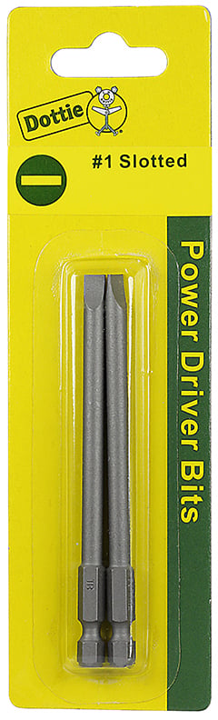 Power Bit, #1 tip size, Slotted tip type, 6 in. overall length, 2 pieces, #6 screw size