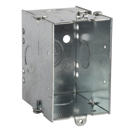 Gangable Switch Box, 14 Cubic Inches, 3 Inches Long x 2 Inches Wide x 2-3/4 Inches Deep, 1/2 Inch Knockouts, Pre-Galvanized Steel, For use with Conduit