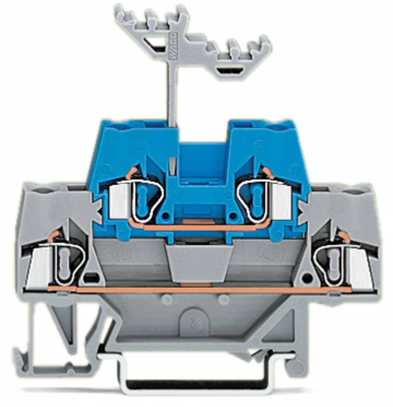Double-deck terminal block; Through/through terminal block; for DIN-rail 35 x 15 and 35 x 7.5; 2.5 mm; CAGE CLAMP; 2,50 mm; gray/blue