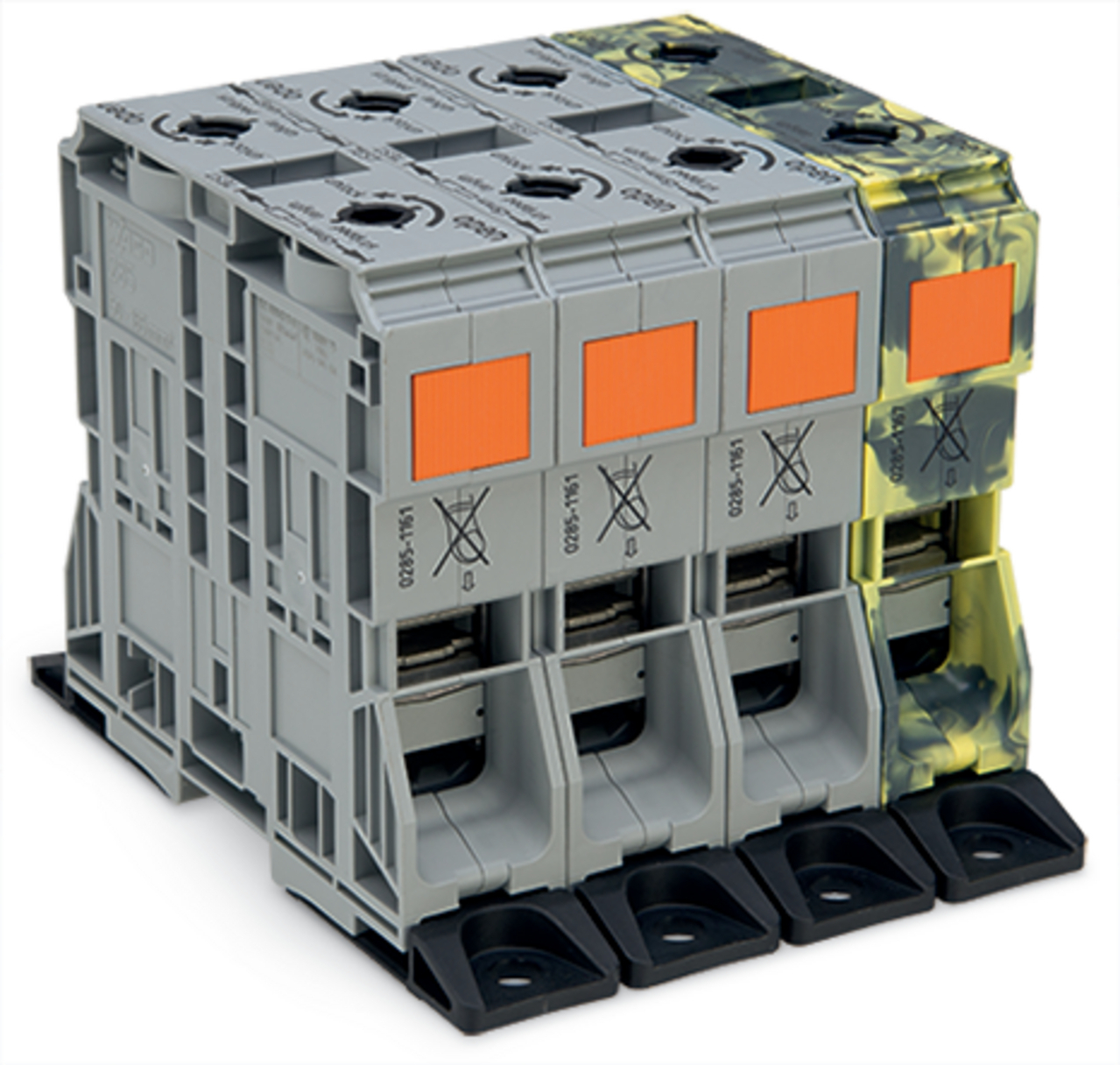 Three phase set; with 185 mm high-current terminal block; with fixing flanges; copper; 185 mm; POWER CAGE CLAMP; 185,00 mm; multicoloured