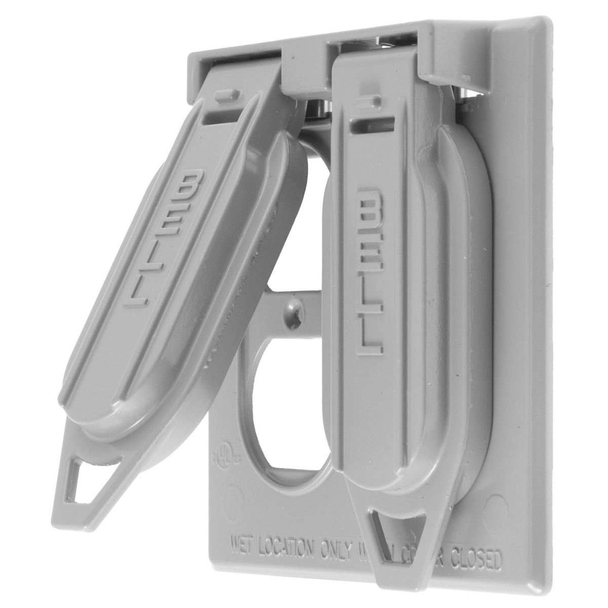 Wallplates and Boxes, Weatherproof Covers, 2-Gang, Duplex Opening, Vertical, Gray