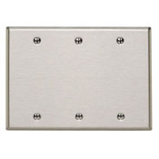 3-Gang No Device Blank Wallplate, Oversized, Box Mount, Stainless Steel