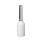 Polypropylene-Insulated Ferrule, Total Length .453 Inches/11.5mm, Pin Length .235 Inches/6mm, Pin Diameter .043 Inches/1.1mm, Base Diameter .098 Inches/2.5mm, Wire Range 20 AWG/.5mm2, Color White, Copper, Tin Plated