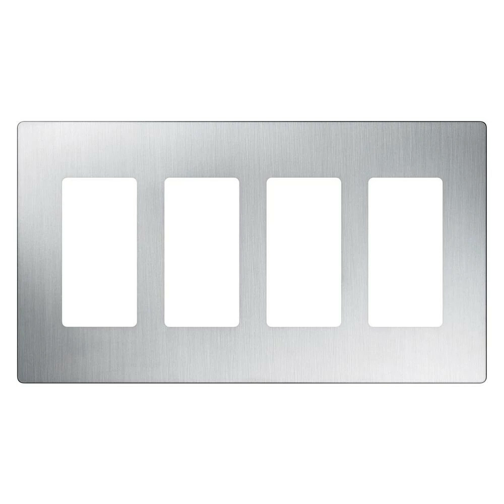 Claro Wallplate Stainless Steel, Four-gang
