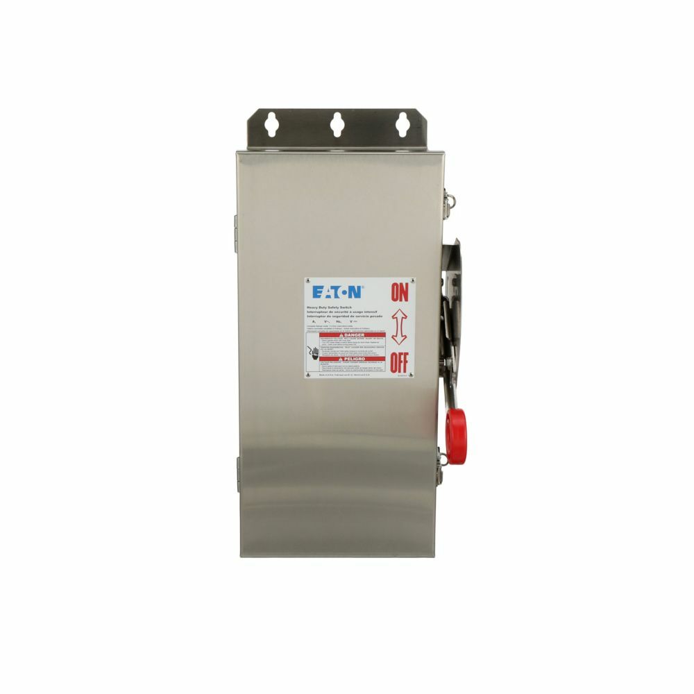 Eaton heavy duty single-throw fused safety switch, Heavy Duty Safety Switch, Single-Throw, 30A, 600V, 3P, 3W, Fusible without neutral, NEMA 4X, Grade 316SS, Class H fuses