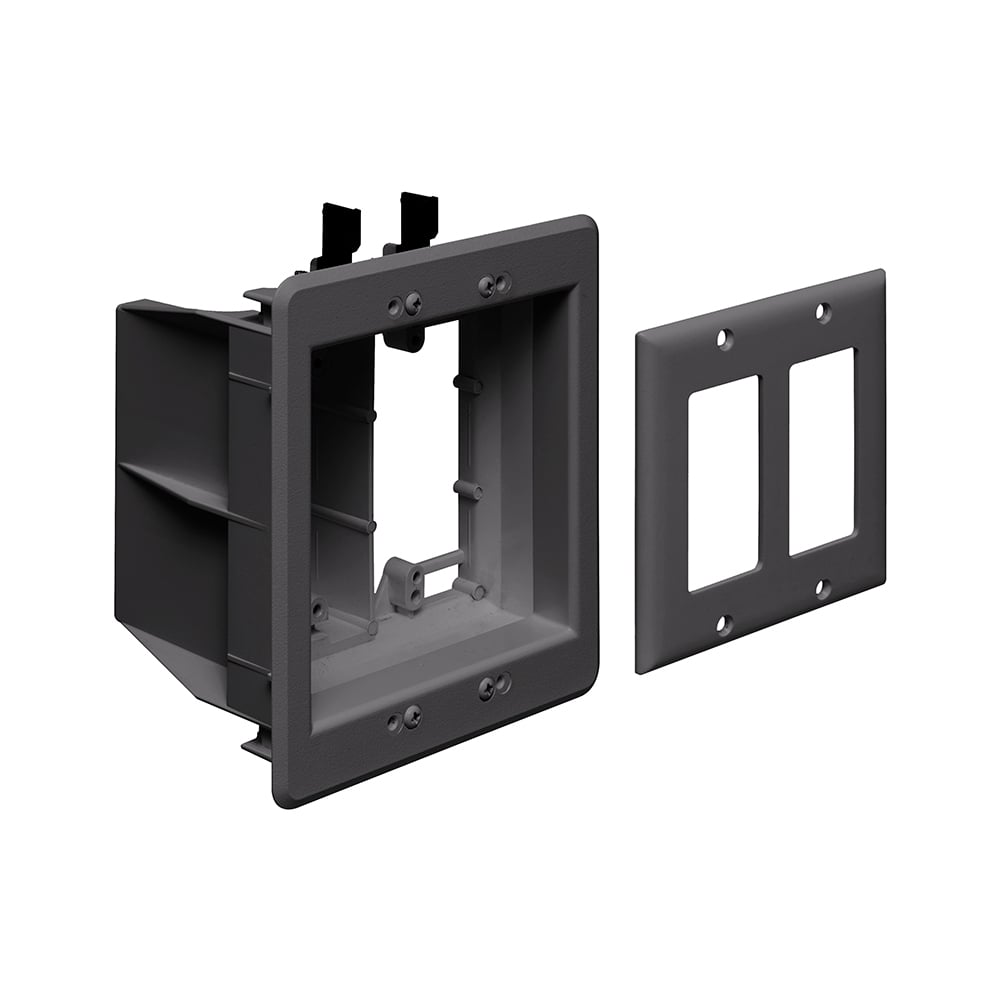 Recessed Plastic TV BOX. For new or existing construction. Comes with low voltage divider. Color. Black