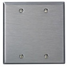 2-Gang No Device Blank Wallplate, Standard Size, 302 Stainless Steel, Box Mount, - Stainless Steel