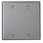 2-Gang No Device Blank Wallplate, Standard Size, 302 Stainless Steel, Box Mount, - Stainless Steel