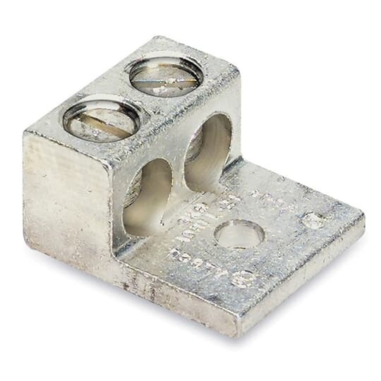 Type ADR-ALCUL Anti-Rotational Two-Conductor, One-Hole Mount, Conductor Range Max 600 MCM, Min 2 AWG, 1/2 Inch Bolt Hole, Tin Plated