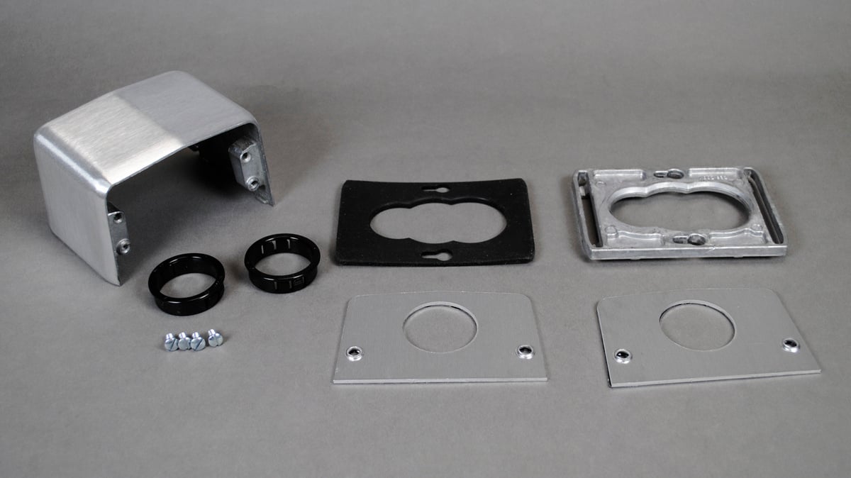 525D 4-Piece Communication Service Fitting, For Use With Walkerduct Pro Series, Walkerduct Underfloor Duct, Flushduct and Walker 800 Series Floor Box, Die Cast Aluminum