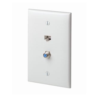 QuickPlate, 1 Data Port, and 1 F-Connector, White