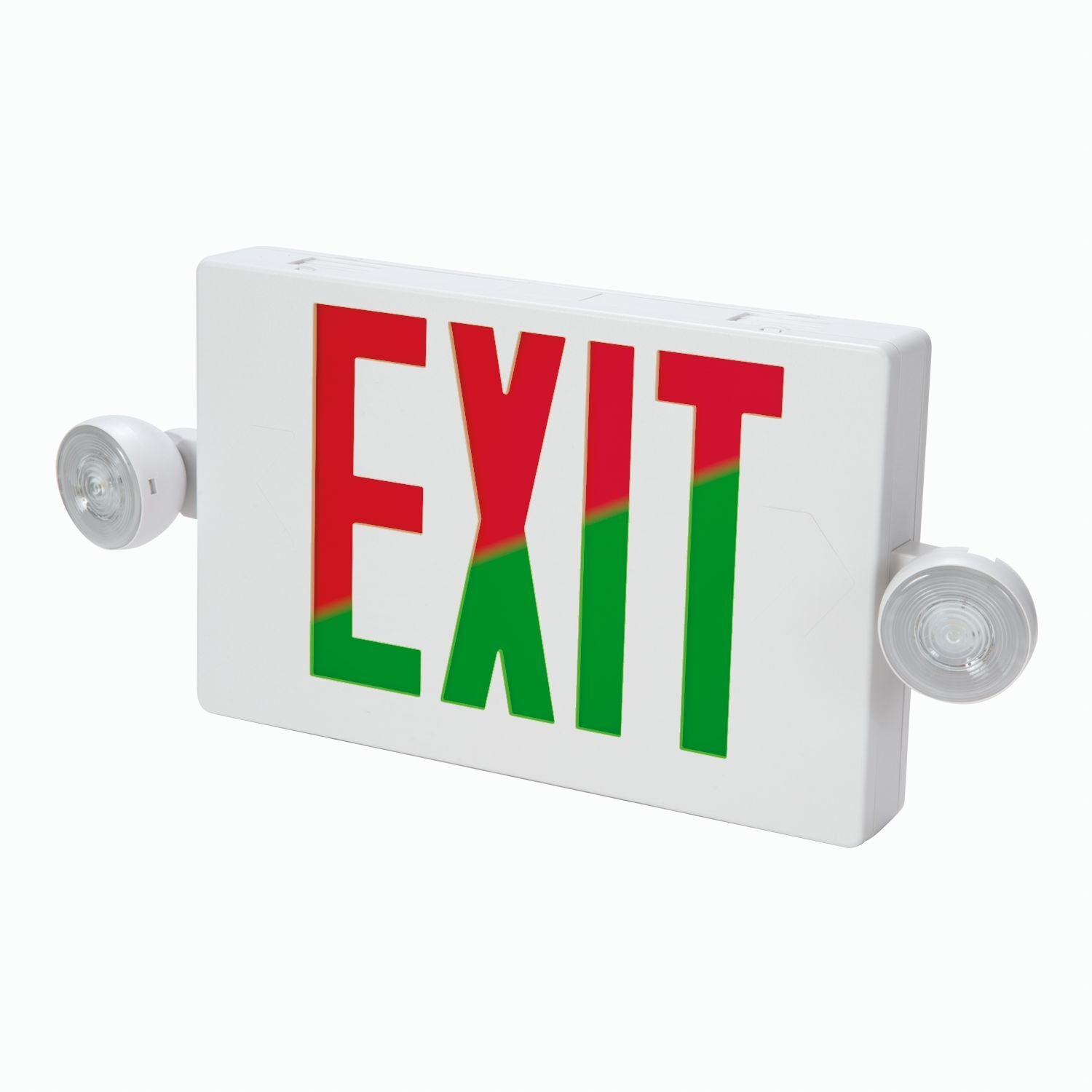 All-Pro Combination Exit and Emergency Light, Red Green Selectable, Nickel Cadmium Battery, Remote Capacity, White Finish.
