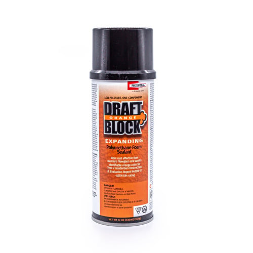Draft-Block Orange Expanding Polyurethane Foam Sealant Aerosol, 12 oz