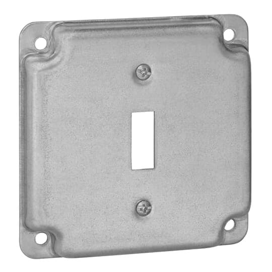 Square Box Surface Cover, 5 Cubic Inches, 4 Inch Square x 1/2 Inch Deep, Galvanized Steel, For use with One Toggle Switch, pack of 10, for Retail