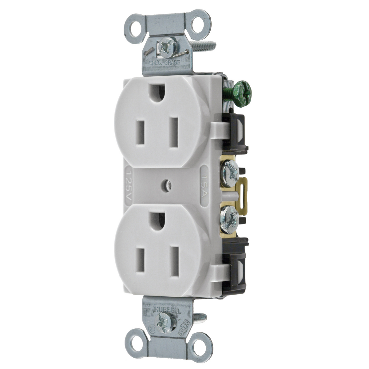 Straight Blade Devices, Receptacles, Duplex, Commercial/Industrial Grade, 2-Pole 3-Wire Grounding, 15A 125V, 5-15R, Office White, Single Pack.